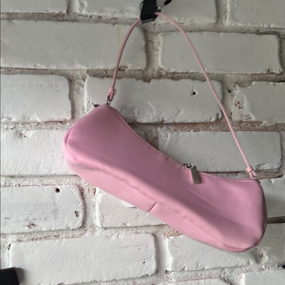 Elongated baguette Pink Shoulder Bag prom silver detail - Picture 3 of 6